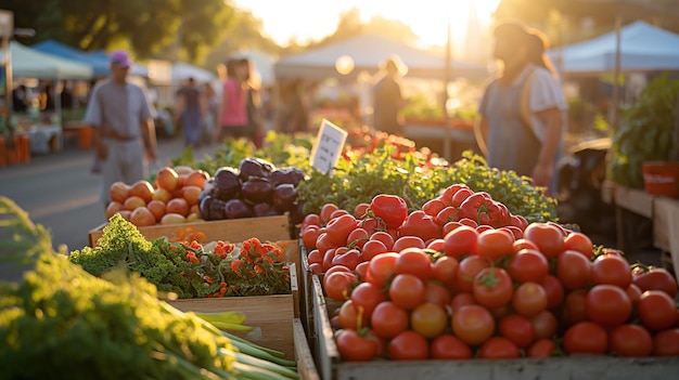 Foto prodotti freschi esposti in un mercato agricolo locale