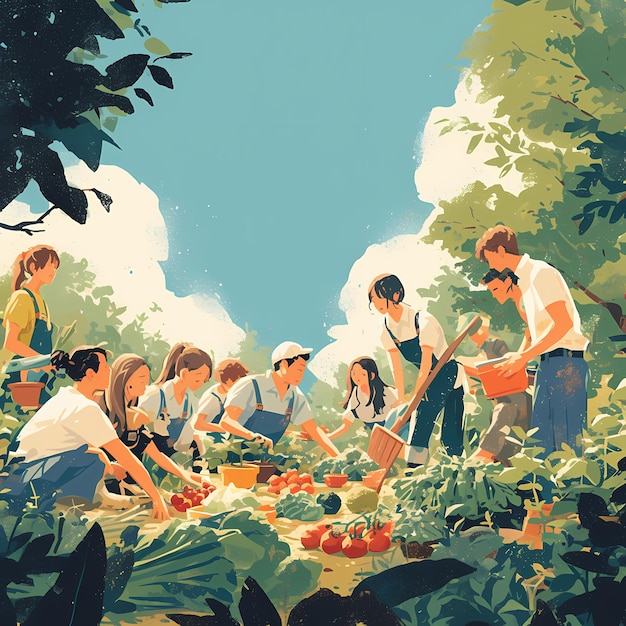 Fresh Produce Harvest Group of People Enjoying Farm Life