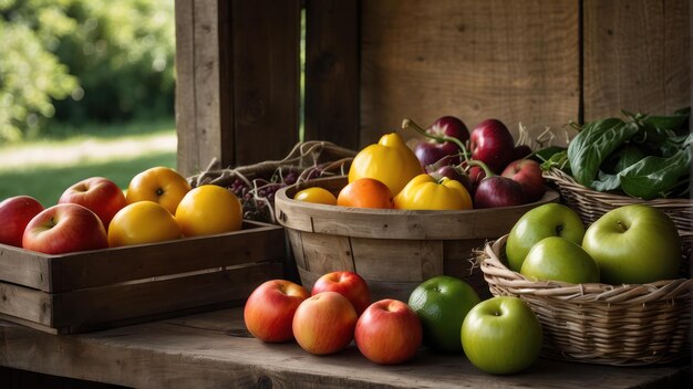 Fresh produce at a rustic farm stand