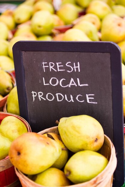 Fresh produce on sale at the local farmers market.