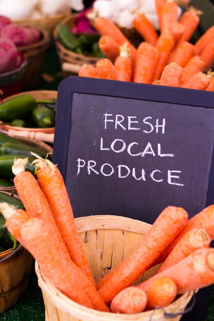 Fresh produce on sale at the local farmers market.