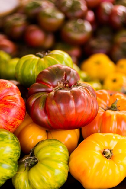 Fresh produce on sale at the local farmers market.