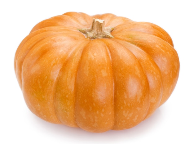 Fresh pumpkin isolated on white background closeup