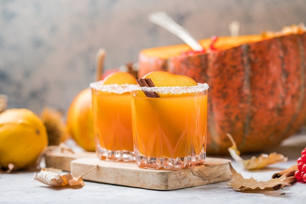 Fresh pumpkin juice in a glass