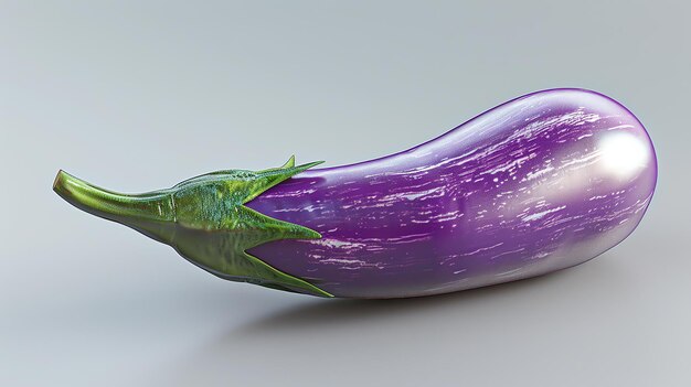 Photo fresh purple eggplant isolated on white background 3d rendering illustration