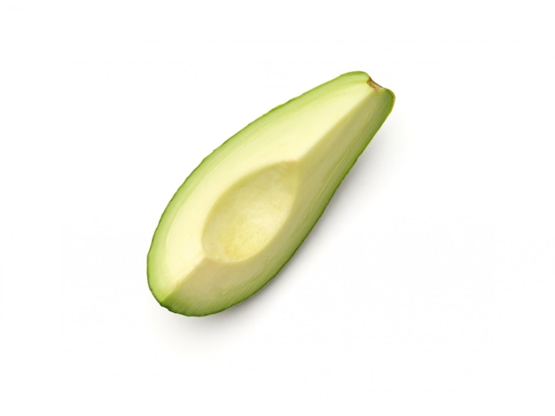 Fresh quarter sliced avocado isolated on white background