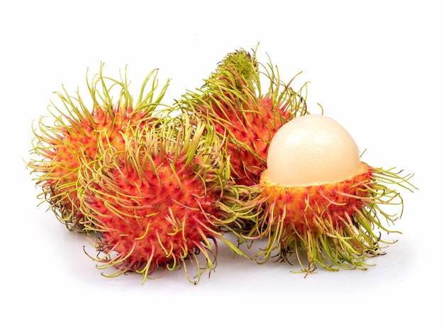 Fresh rambutan Thai fruit on white background