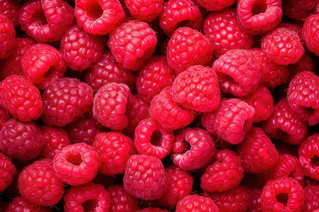 Fresh raspberries background Top view