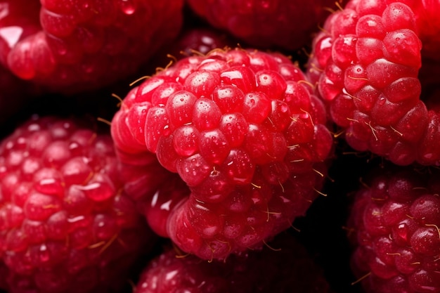 Fresh raspberries with drops of water