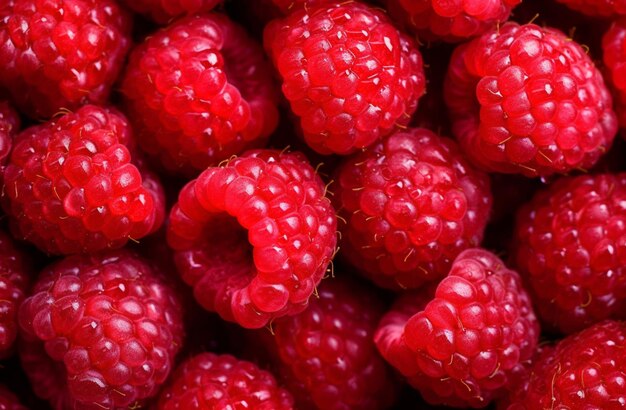 Fresh raspberries with drops of water