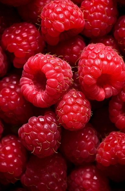 Fresh raspberries with drops of water