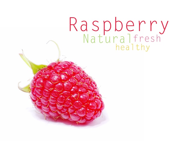 Fresh raspberry closeup isolated on white background