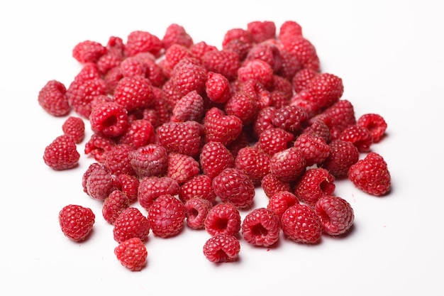 Fresh raspberry is on a white background