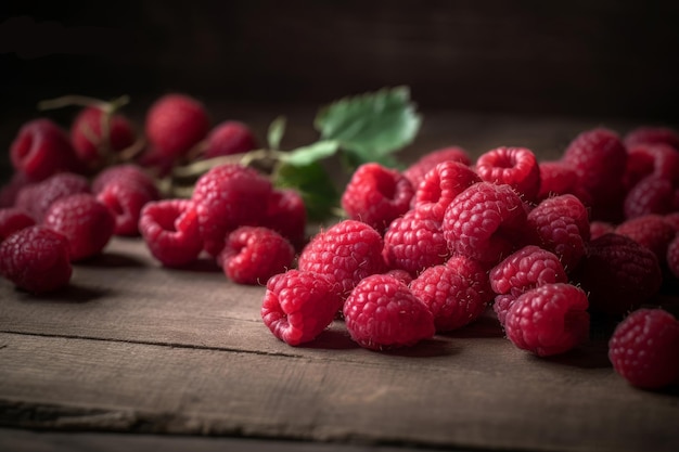 Fresh raspberry on old wooden table