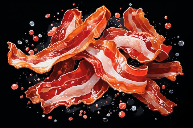 Photo fresh raw bacon sliced with spices and herbs on a dark concrete background