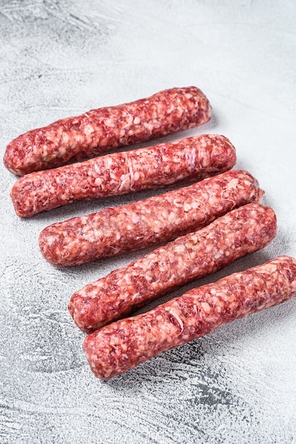 Fresh raw beef meat kebabs sausages