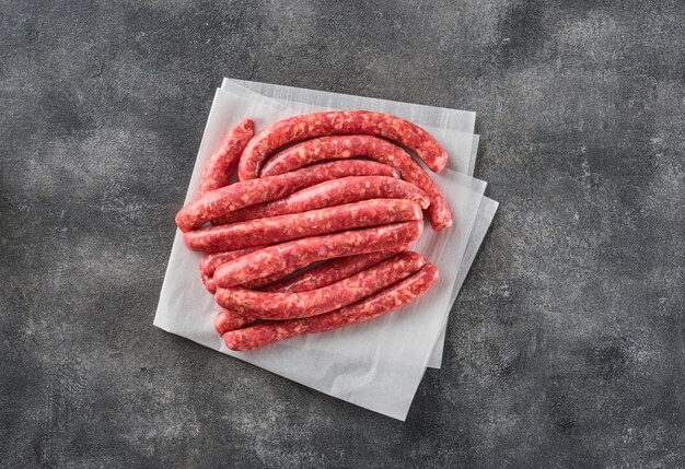 Fresh raw beef sausages German sausages Rinderbratwurst Raw Beef bratwurst