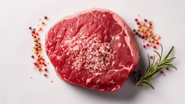 Fresh raw beef steak isolated on white background