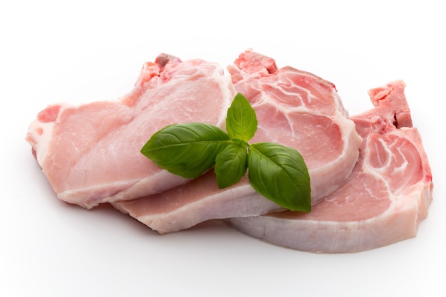 Fresh raw beef steak isolated on white , top view.