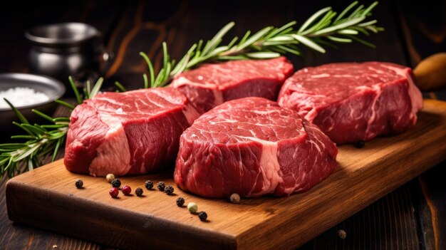 Fresh raw beef steaks Generative AI
