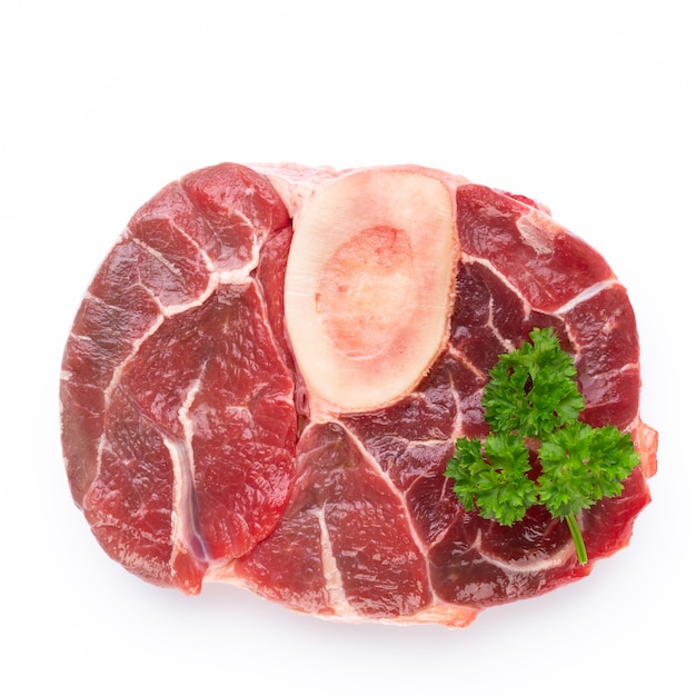 Fresh raw bio  beef steak isolated on white.