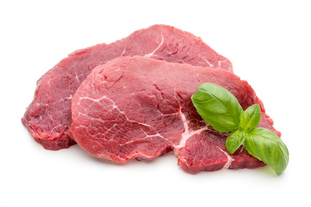 Fresh raw bio  beef steak isolated.