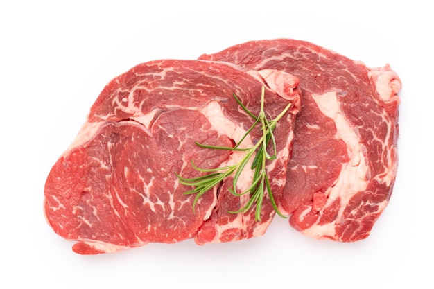 Fresh raw bio  beef steak isolated.