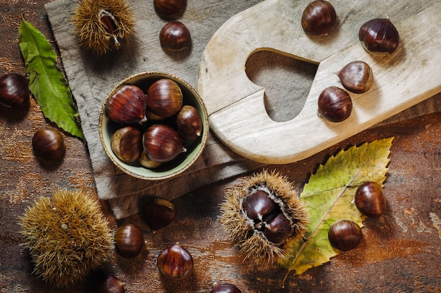 Fresh raw chestnuts