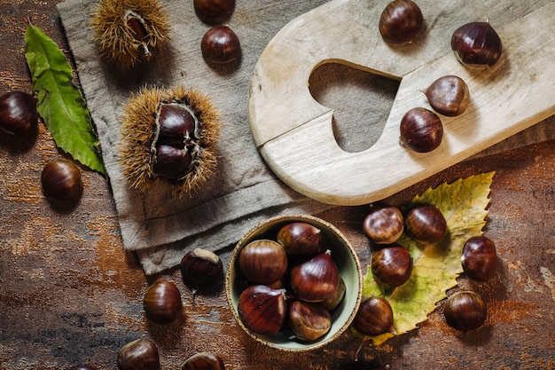 Fresh raw chestnuts