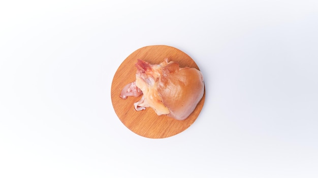 Fresh raw chicken and chicken parts are isolated on a white background