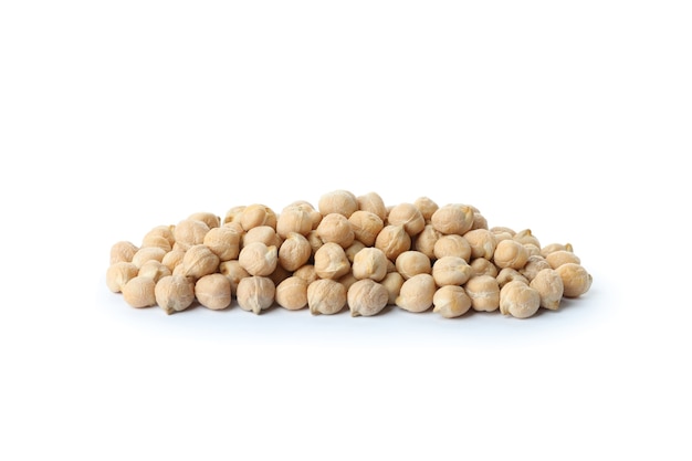 Fresh raw chickpea isolated on white wall