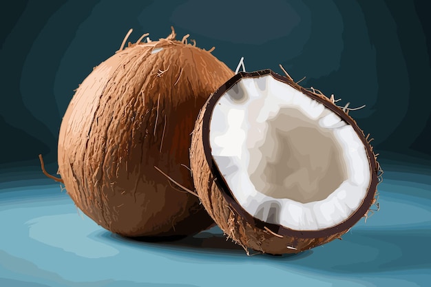 Свежий сырой кокосовый орех, выделенный на белом фоне, изображение высокого разрешения