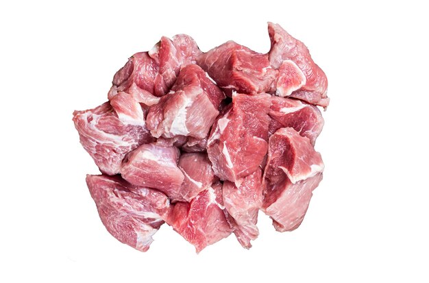 사진 신선 한 생 돼지고기 새끼 고기 와 향신료 백색 배경 위 에 고립 된 상단 뷰