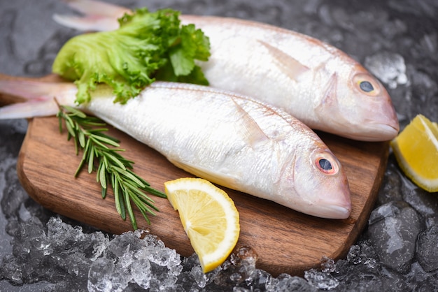 Fresh raw fish with ingredients