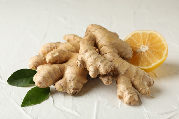 Fresh raw ginger and lemon