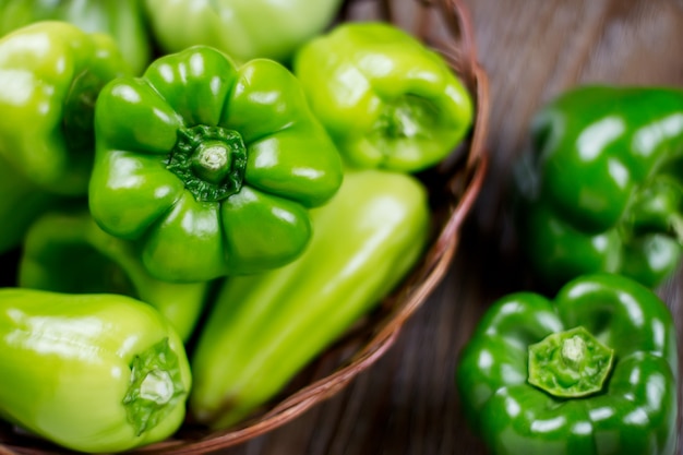 Fresh raw green organic Bell Pepper close up