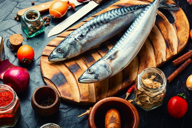 Fresh raw mackerel fish