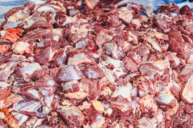 Fresh raw meat at Islamic Day Of Eid AlAdha