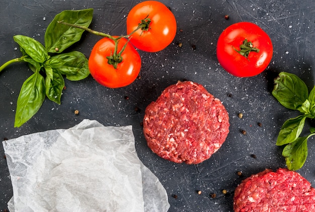 Fresh raw minced beef steak burger