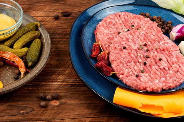 Premium Photo | Fresh raw minced beef steak burgers mince beef cooking