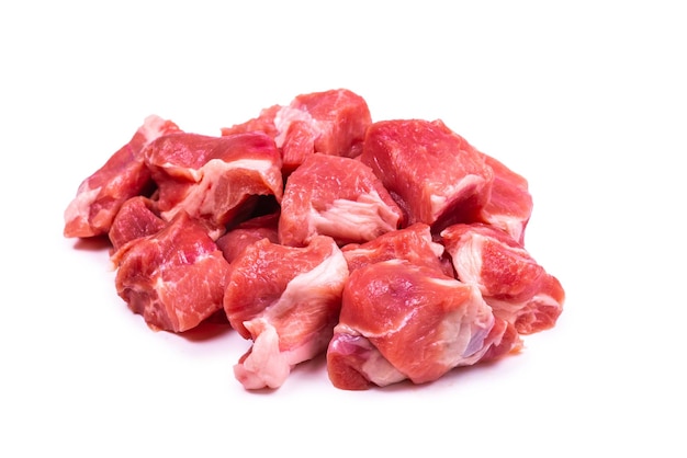 Fresh raw pork pieces isolated