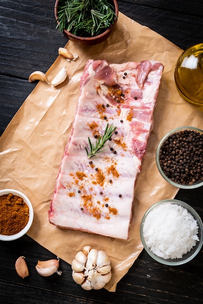 Fresh raw pork ribs ready for roasting 