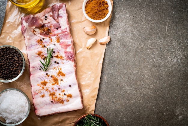 Fresh raw pork ribs ready for roasting