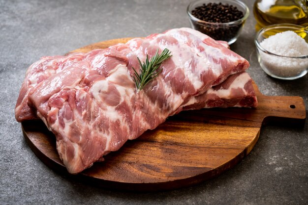 Fresh raw pork ribs