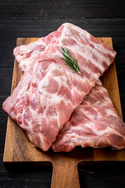 Fresh raw pork ribs