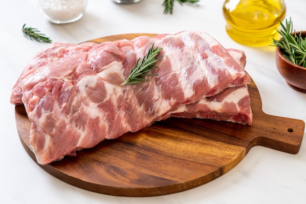 Fresh raw pork ribs