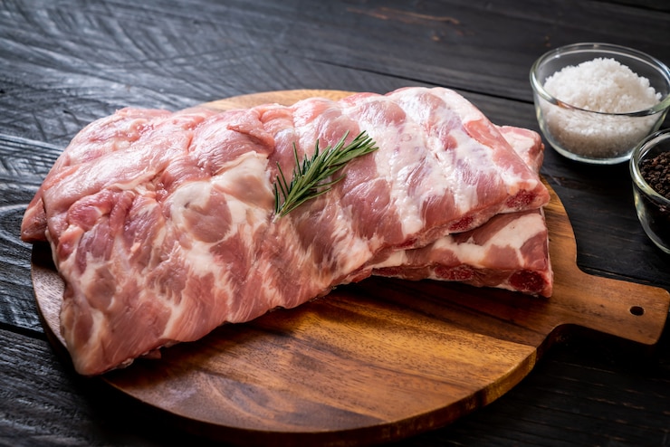Photo fresh raw pork ribs