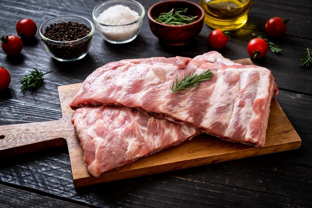 Fresh raw pork ribs