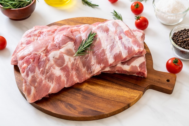 Fresh raw pork ribs