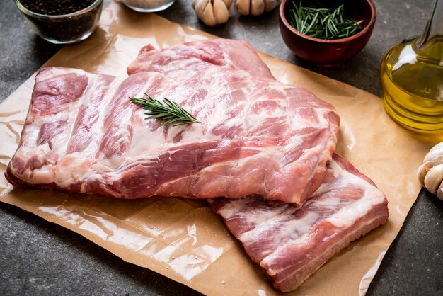 Fresh raw pork ribs